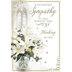 Sympathy Lillies in Vase Greeting Card