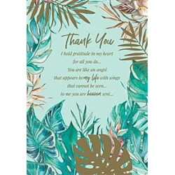 Thank You Female Palm Leaves on Mint Greeting Card