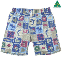 Tommy Abstract Cotton Short - Blue/Beige