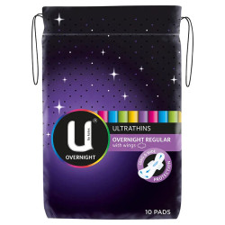 U By Kotex Ultrathins Pads Wing Overnight 10 Pack