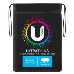 U By Kotex Ultrathins Pads Wing Regular 14 Pack