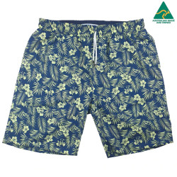 Vanuatu Hawaiian Cotton Short - Navy/Yellow