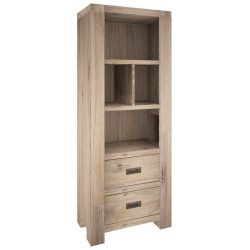 VI Batemans Bay Acacia Solid & Veneer Bookshelf 2 Drawers Ash Finish