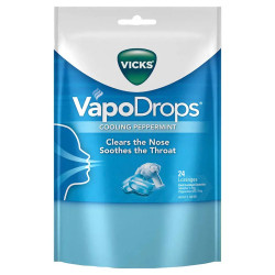 Vicks VapoDrops Cooling Peppermint Blue 24 Lozenges
