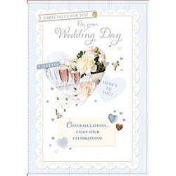 Wedding Heart with Champagne Glasses Greeting Card